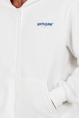 Sixth June Parisian Building Print Zip Up Hoodie 25729-WHIT