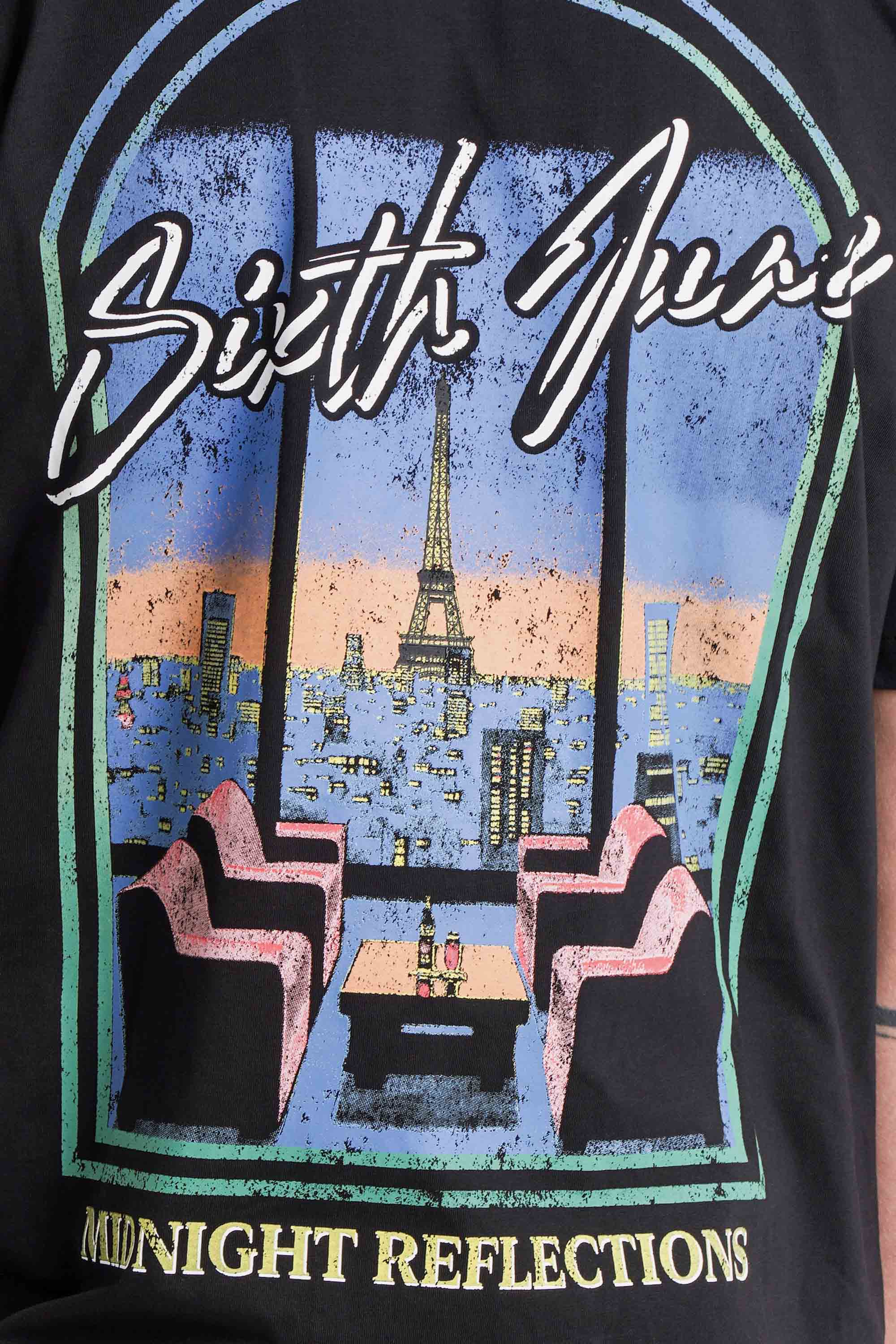 Sixth June Parisian Apartment Eiffel Tower Sunset  ss Tshirt 25730-BLAC