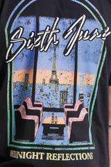 Sixth June Parisian Apartment Eiffel Tower Sunset  ss Tshirt 25730-BLAC