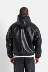 Sixth June Vegan Leather Jacket With Hood And Sherpa Lining 25748-BLAC