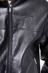 Sixth June Vegan Leather Jacket With Hood And Sherpa Lining 25748-BLAC