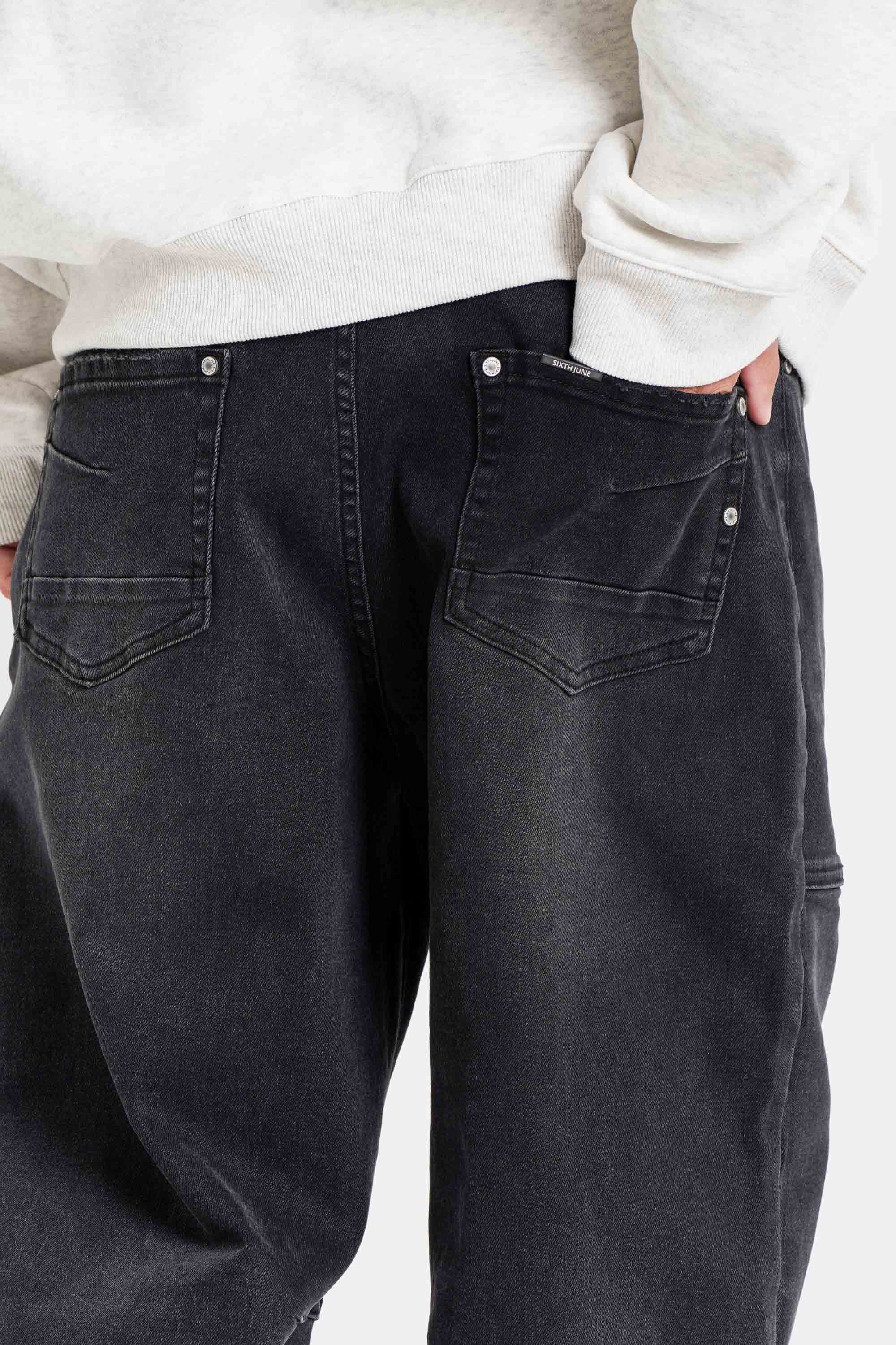 Baggy Sixth June Washed Denim Jeans 25749-BLAC