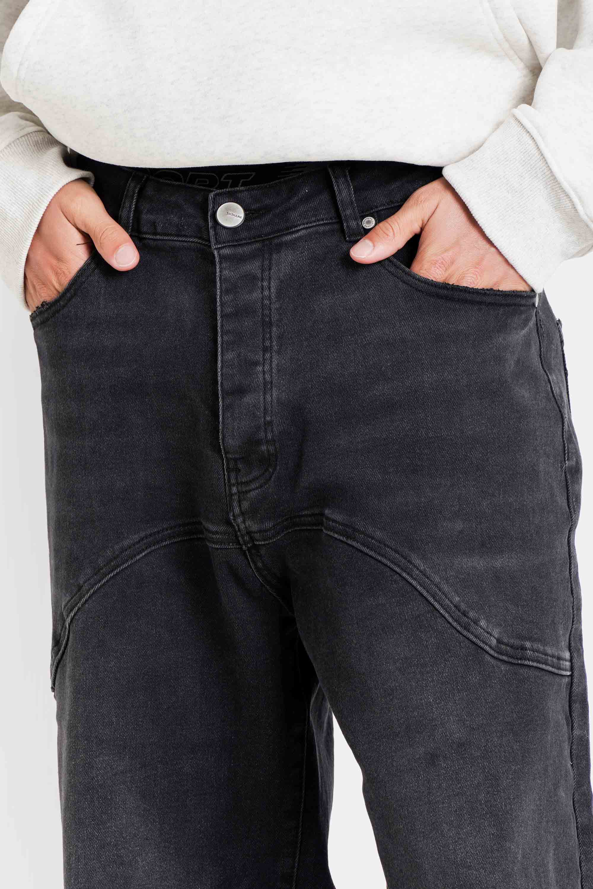 Baggy Sixth June Washed Denim Jeans 25749-BLAC