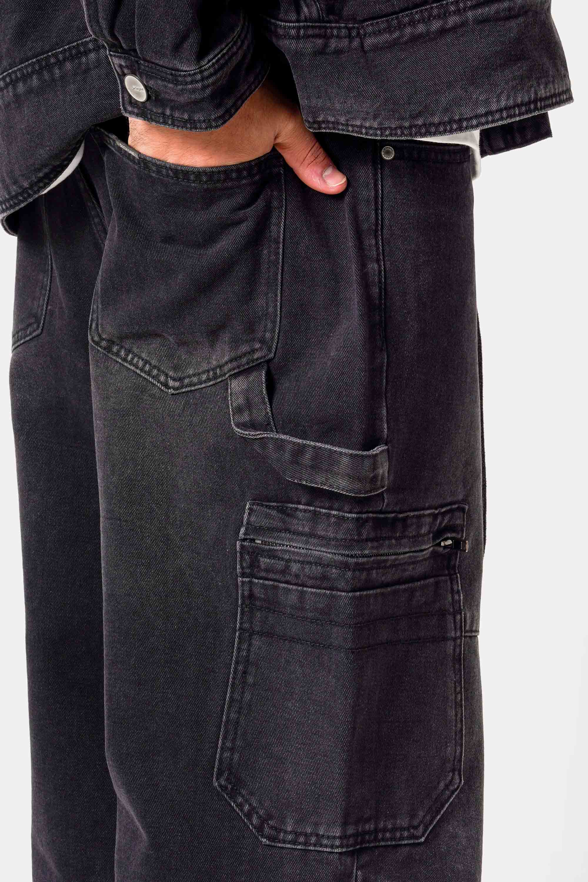 Sixth June Cargo Baggy Denim Jeans 25762-BLAC