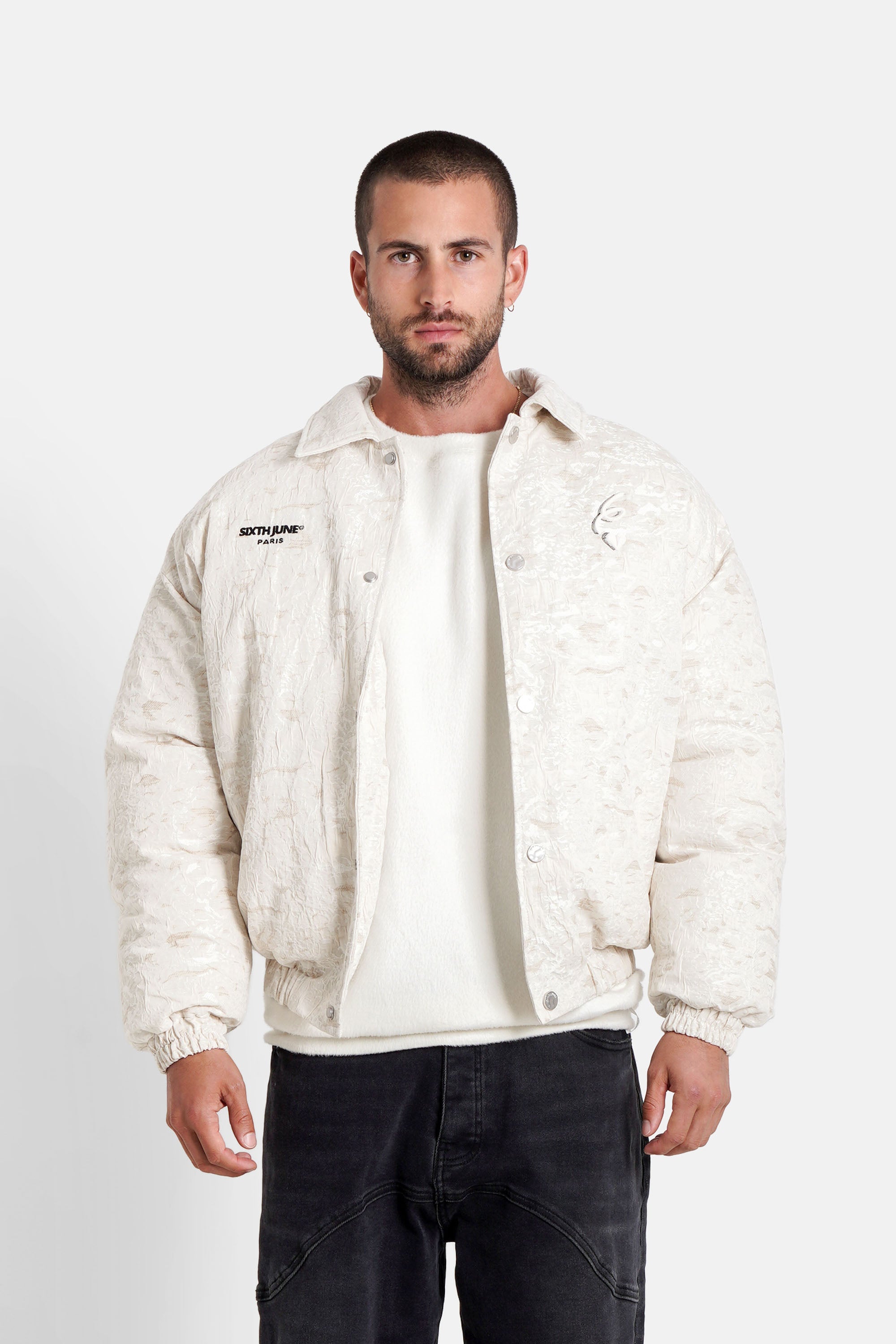 Sixth June Graphic and Textured Jacket 25820-BEIG