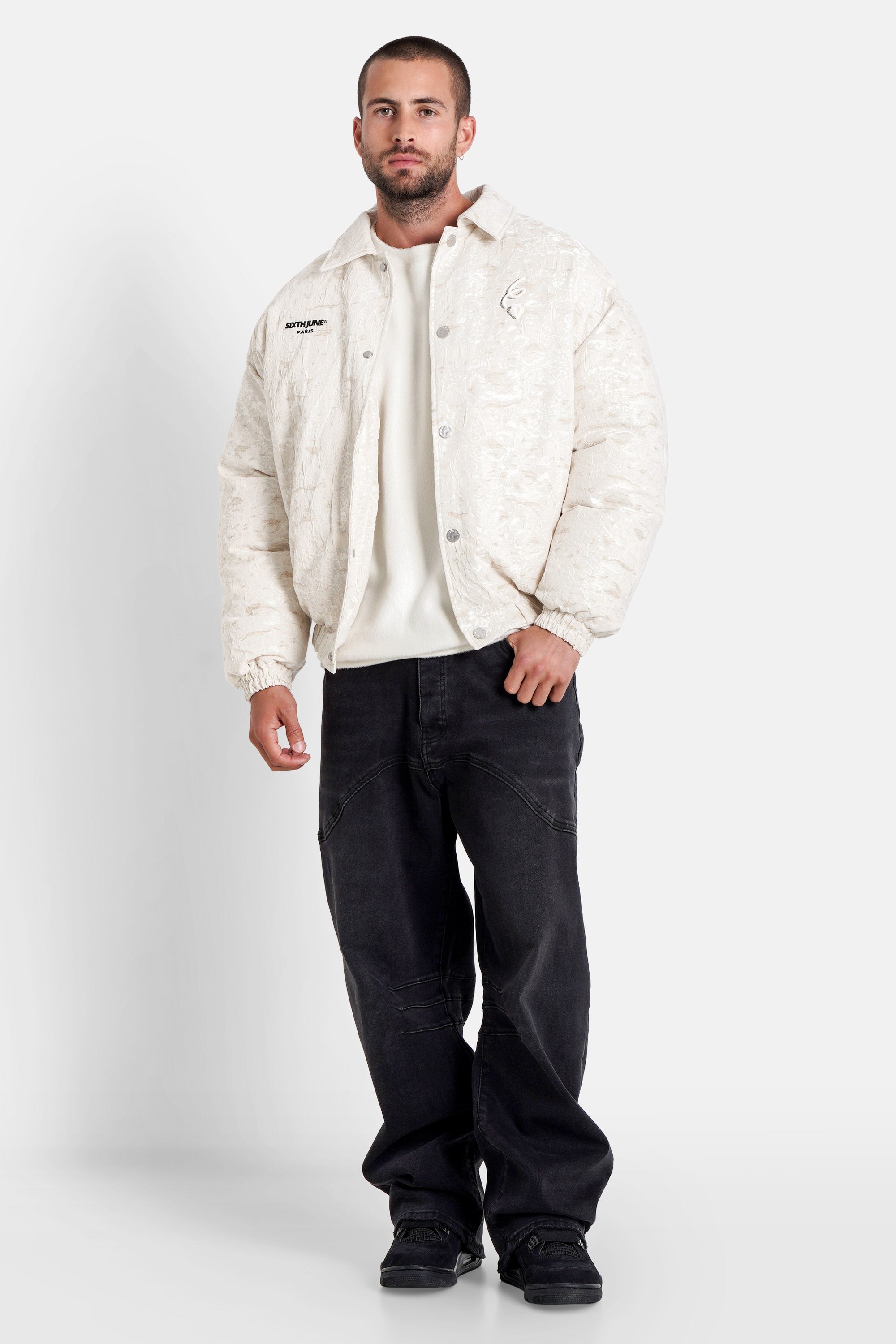 Sixth June Graphic and Textured Jacket 25820-BEIG