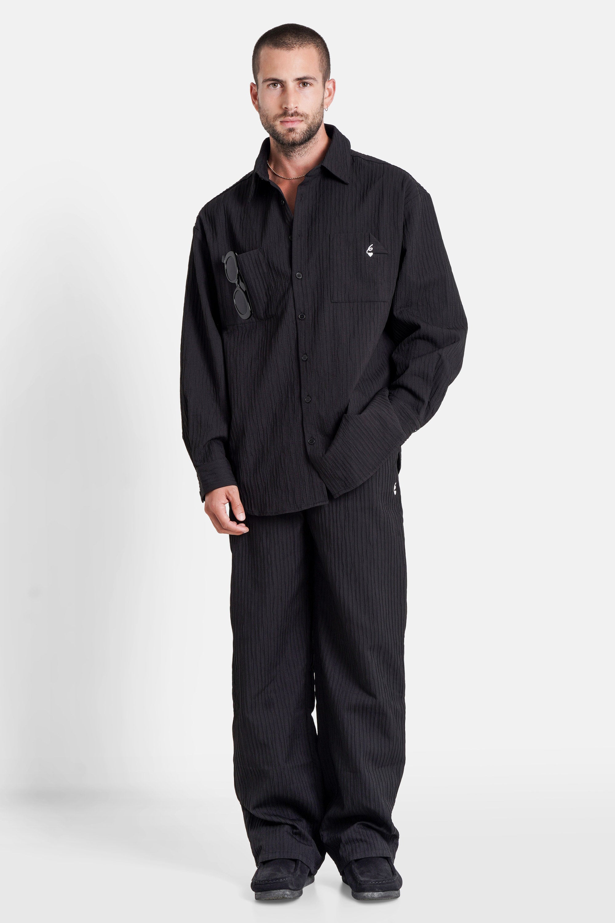 Sixth June Signature Back Embrodery Textured Shirt 25854-BLAC