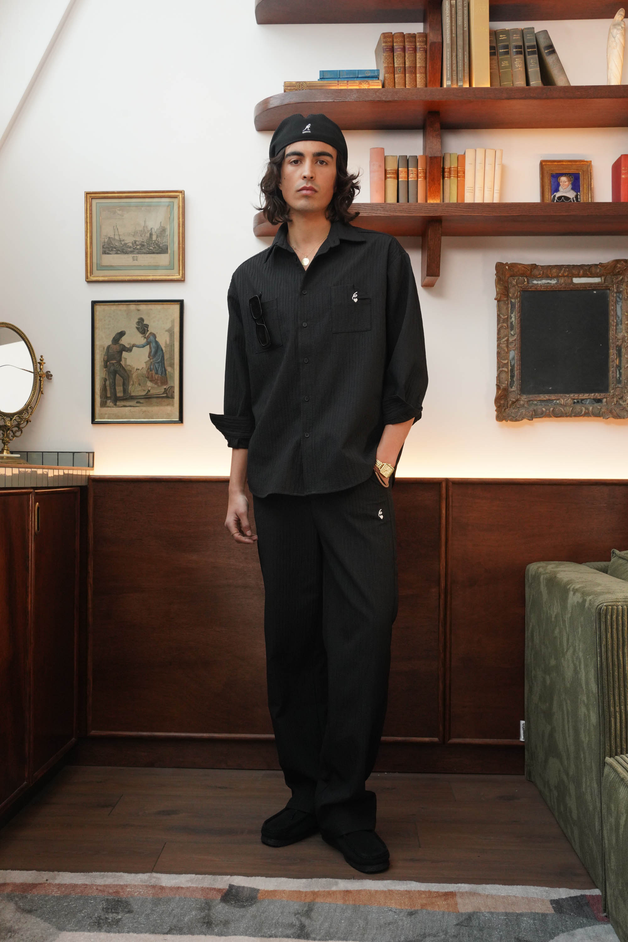 Sixth June Signature Back Embrodery Textured Shirt 25854-BLAC