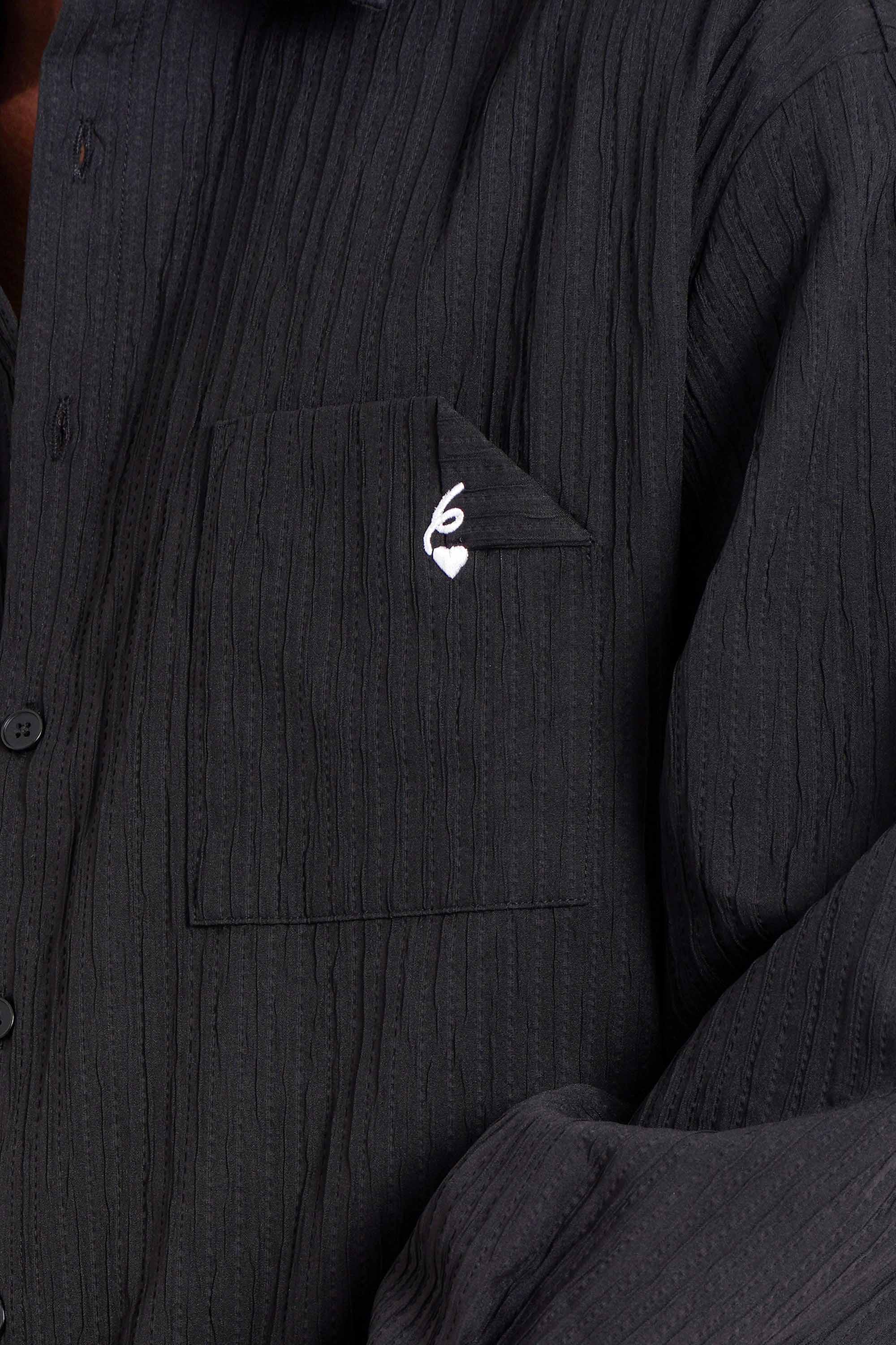 Sixth June Signature Back Embrodery Textured Shirt 25854-BLAC