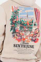 Sixth June Parisian Apartment Eiffel Tower View Print Hoodie 25861-BEIG