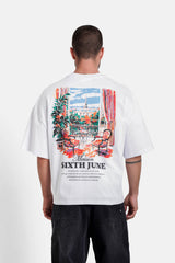 Sixth June Parisian Apartment Eiffel Tower View Print ss Tshirt 25862-WHIT