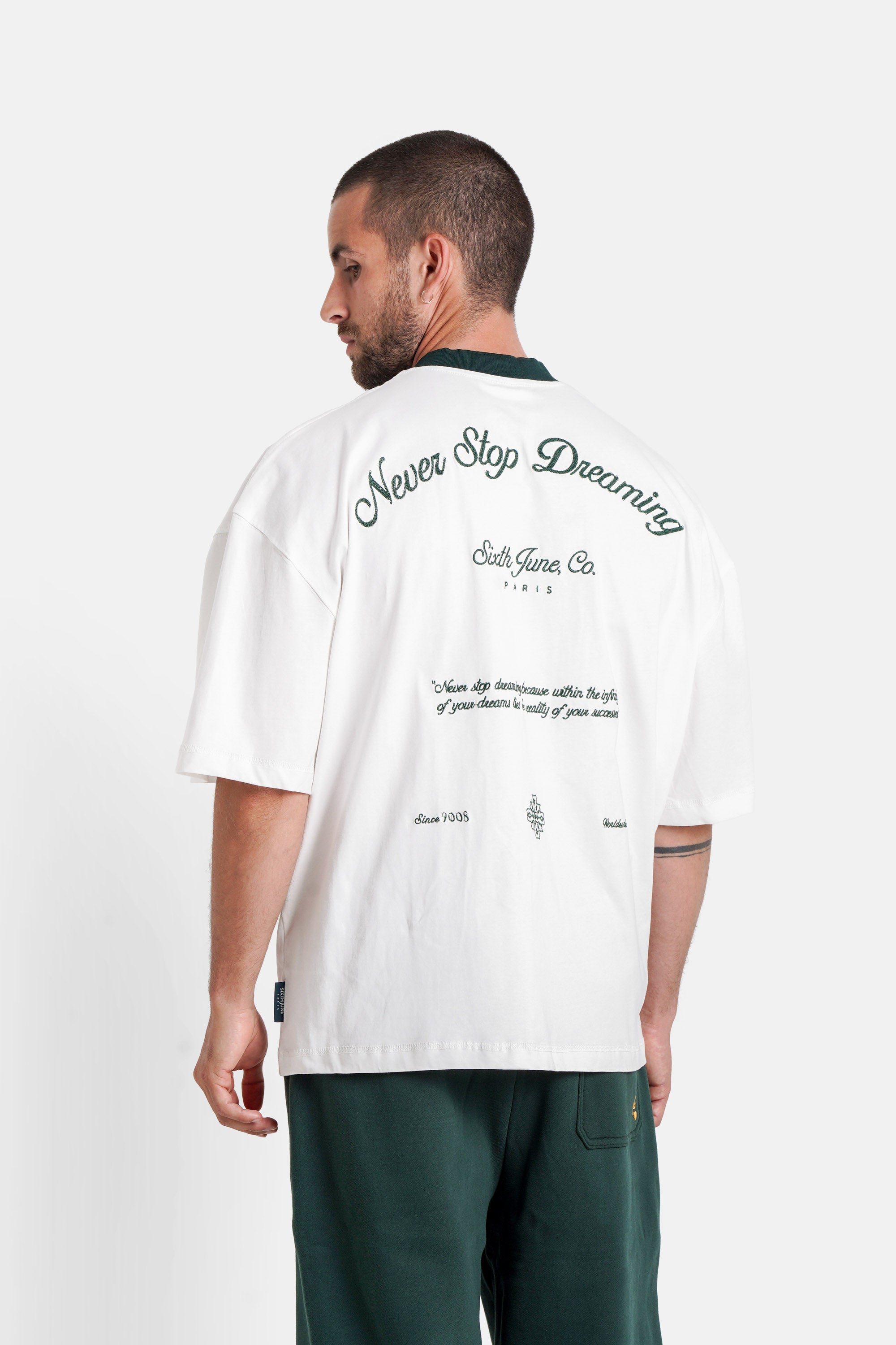 Never Stop Dreaming Sixth June Back Embroidery ss Tshirt 25868-WHIT