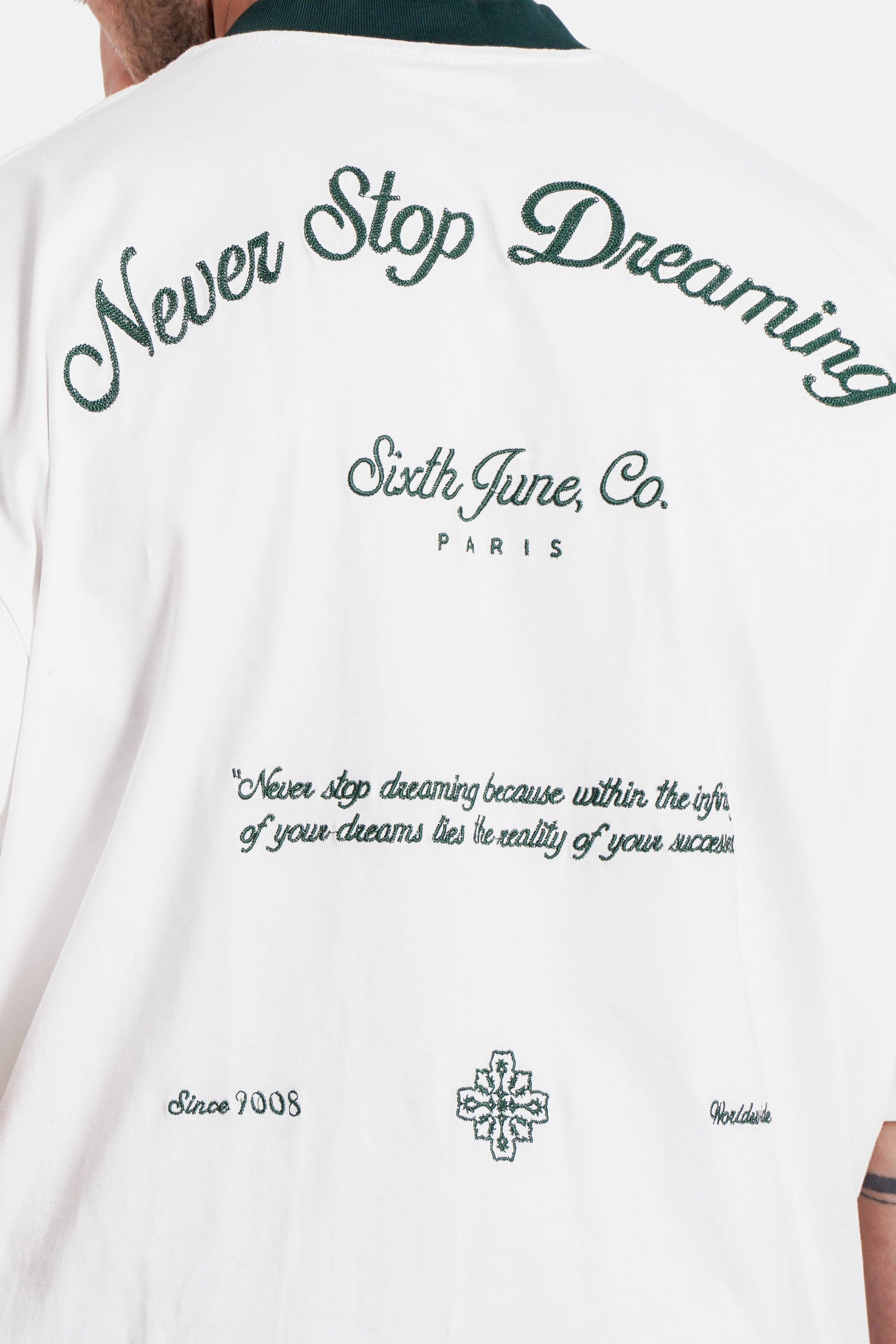 Never Stop Dreaming Sixth June Back Embroidery ss Tshirt 25868-WHIT