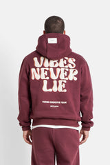 Vibes Never Lie Sixth June Back Retro Print Hoodie 25875-BURG