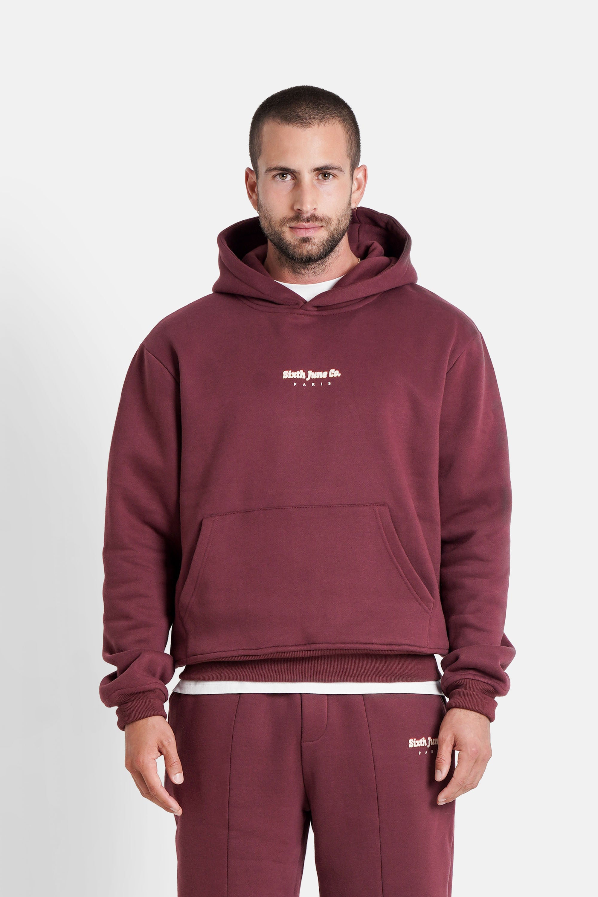 Vibes Never Lie Sixth June Back Retro Print Hoodie 25875-BURG