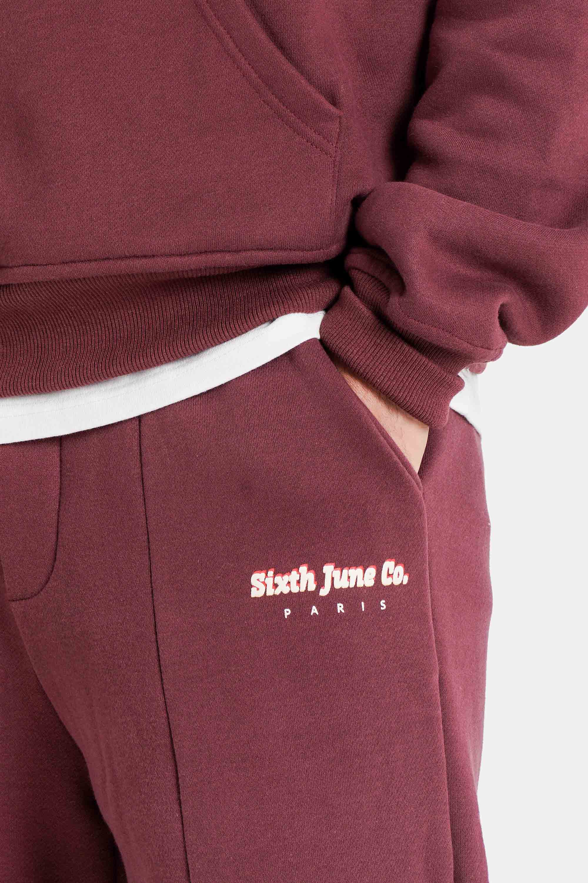 Vibes Never Lie Sixth June Retro Print Joggers 25876-BURG