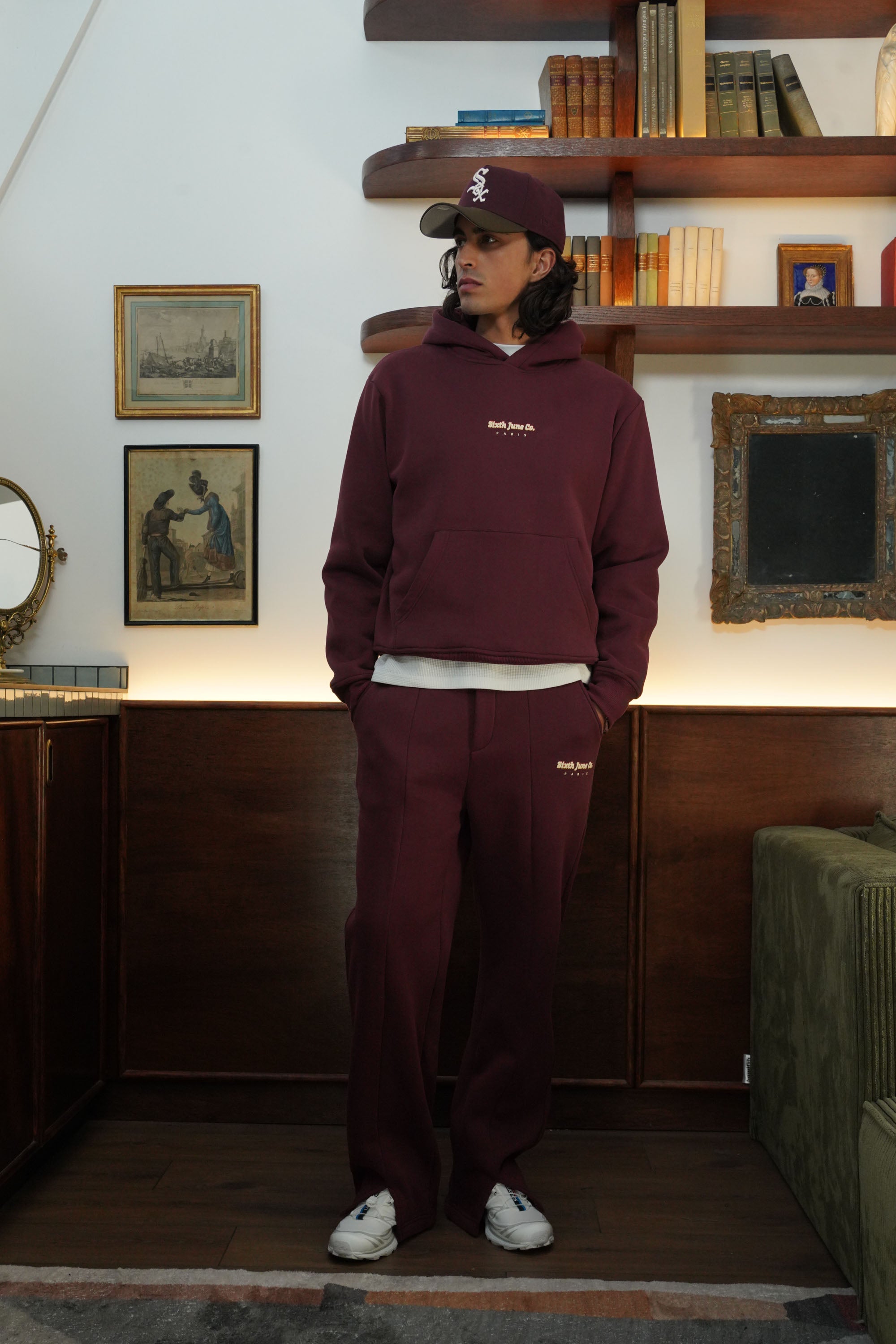 Vibes Never Lie Sixth June Retro Print Joggers 25876-BURG