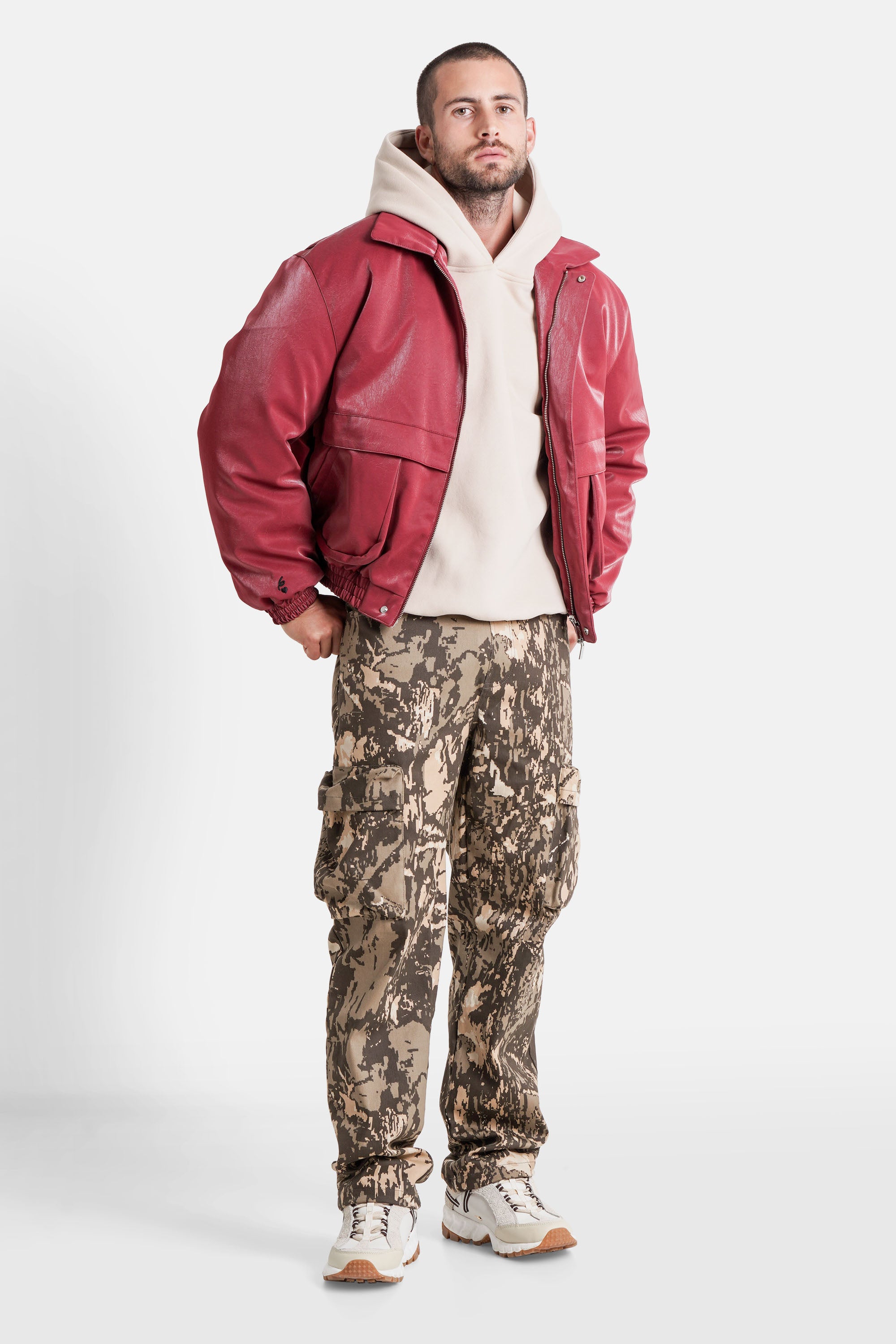 Sixth June Vegan Leather Varsity Jacket 25883-BURG