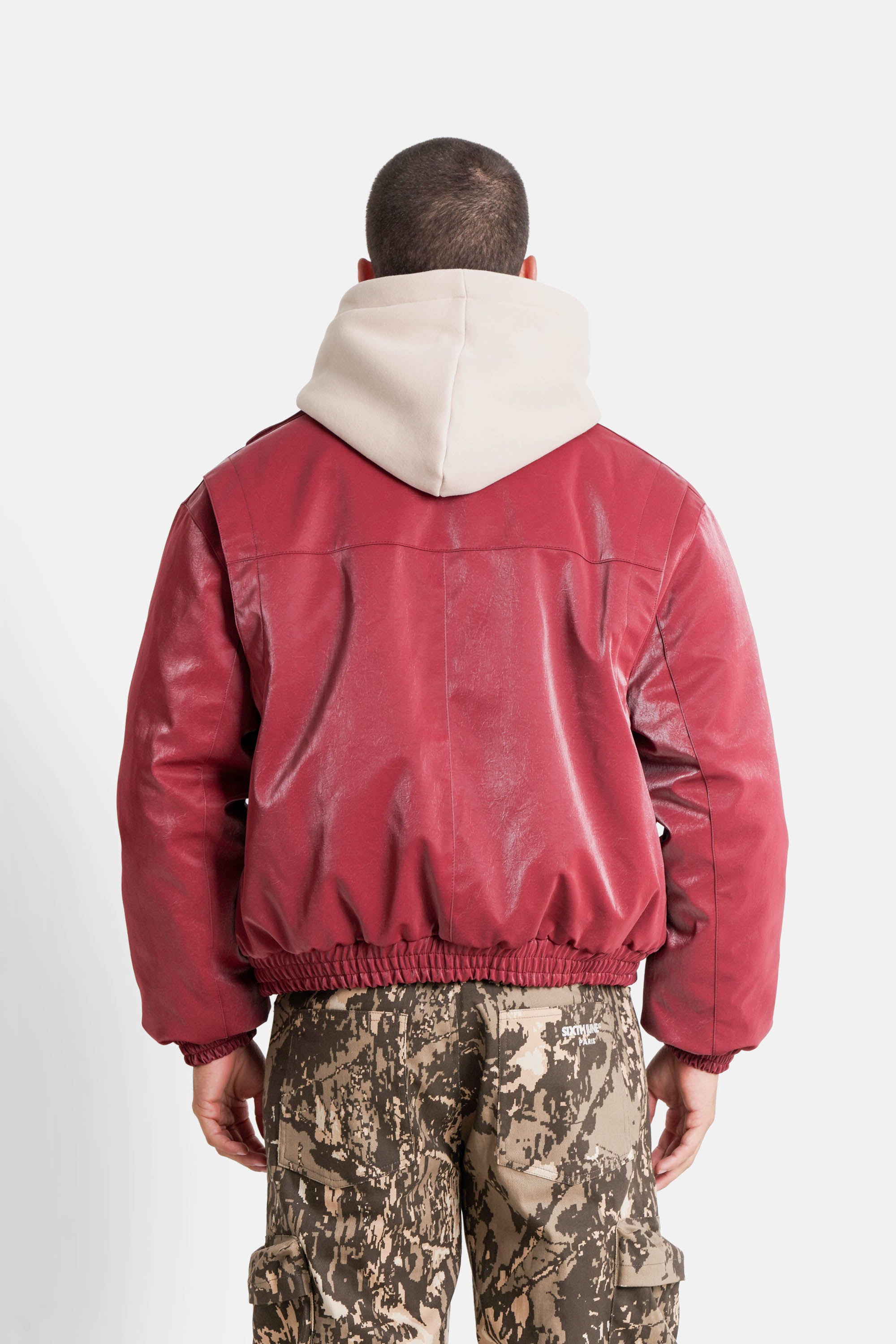 Sixth June Vegan Leather Varsity Jacket 25883-BURG