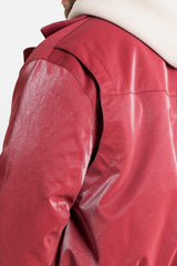 Sixth June Vegan Leather Varsity Jacket 25883-BURG