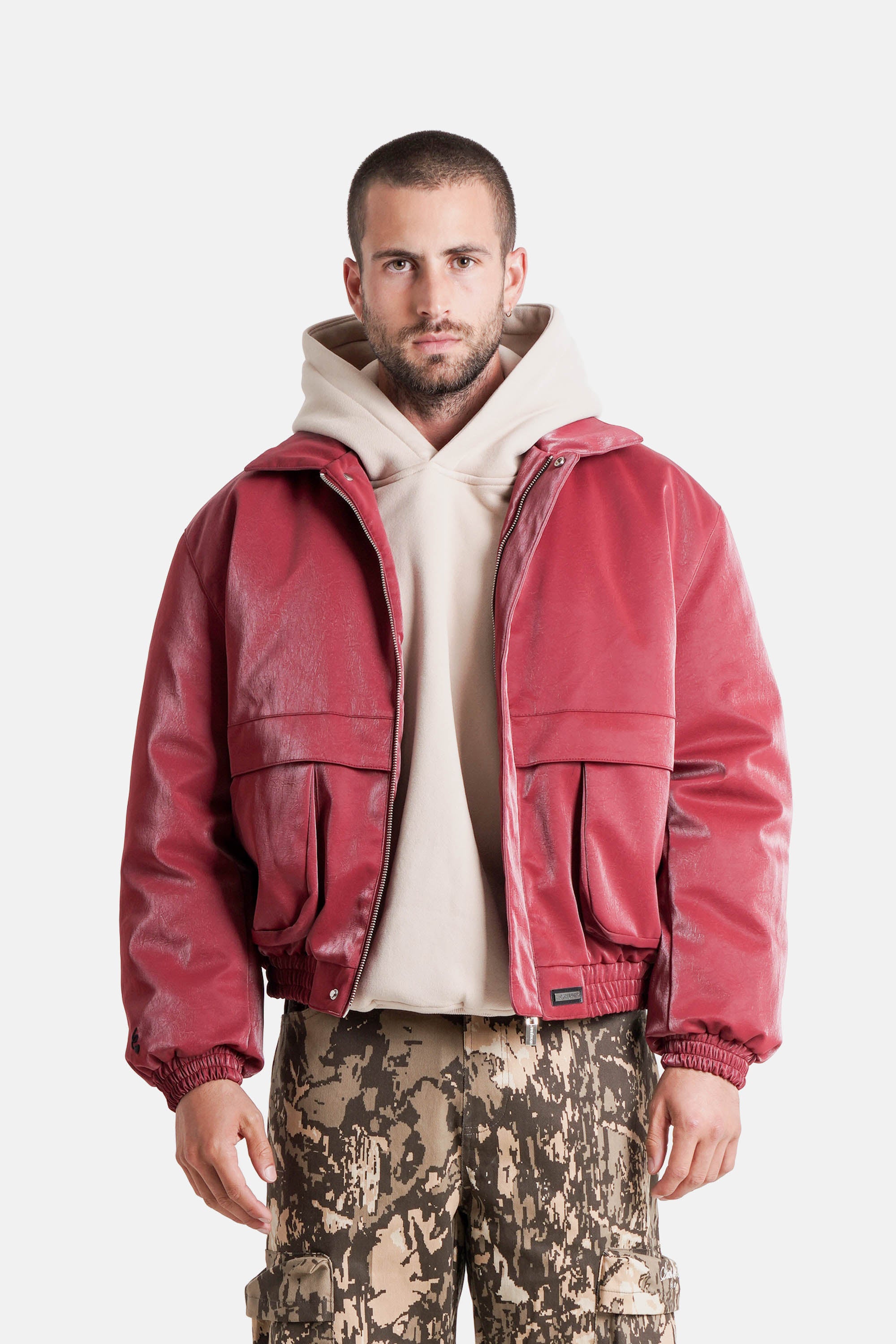 Sixth June Vegan Leather Varsity Jacket 25883-BURG