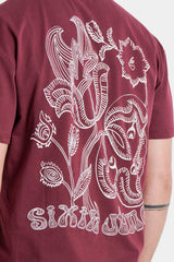 Jungle Flower Sixth June Print ss Tshirt  25885-BURG