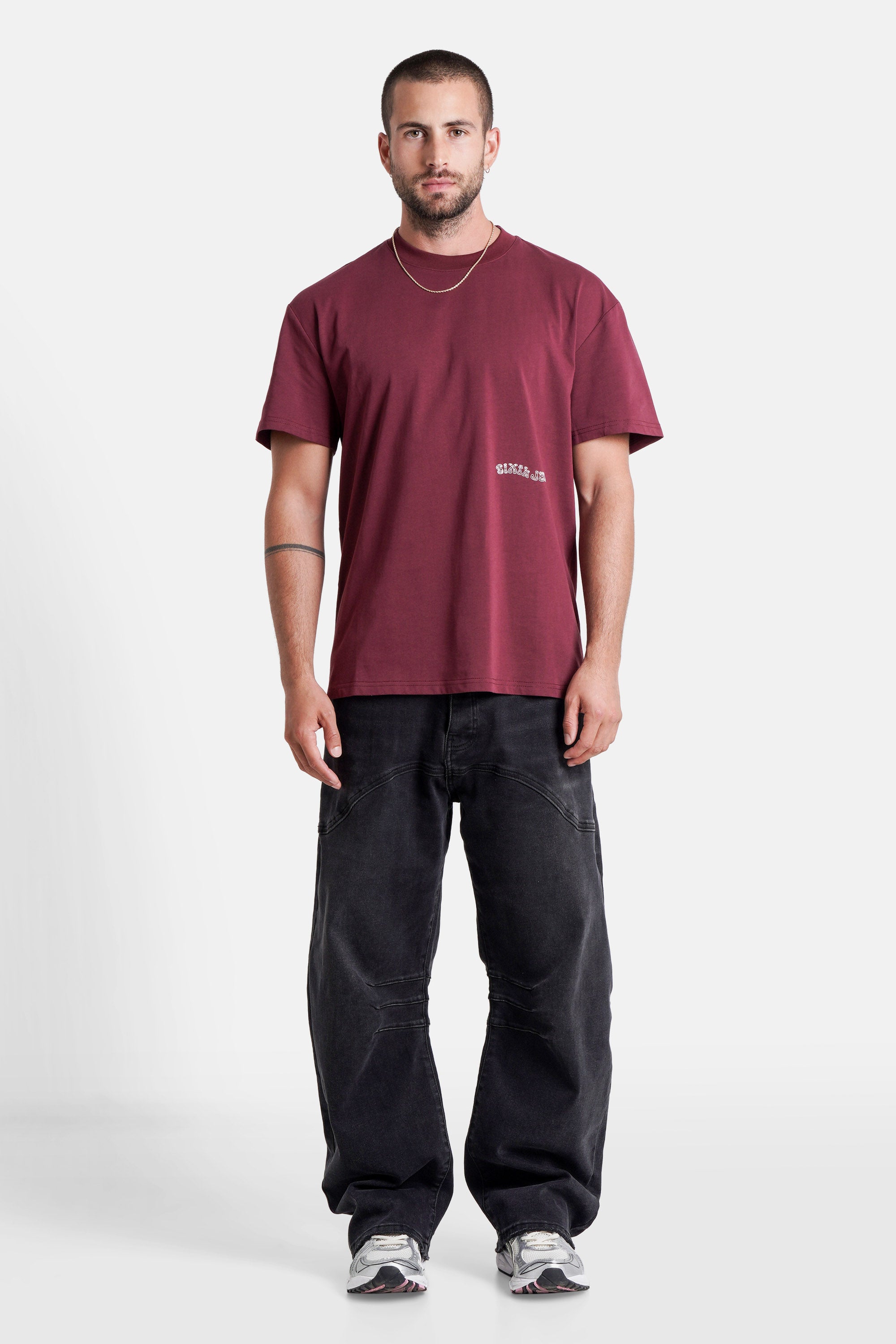 Jungle Flower Sixth June Print ss Tshirt  25885-BURG