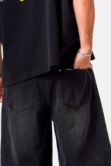 Sixth June Washed Baggy Denim Shorts 25907-BLAC