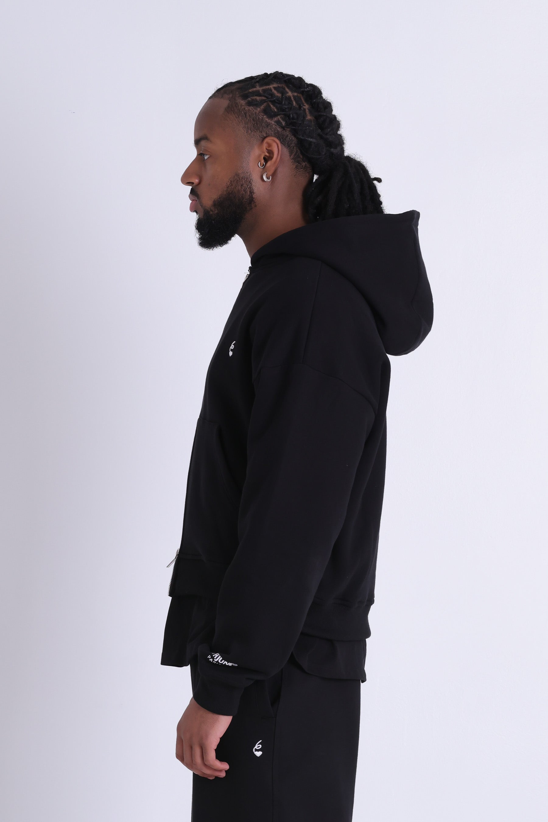 heavy coton zipup hoodie 25910-blac