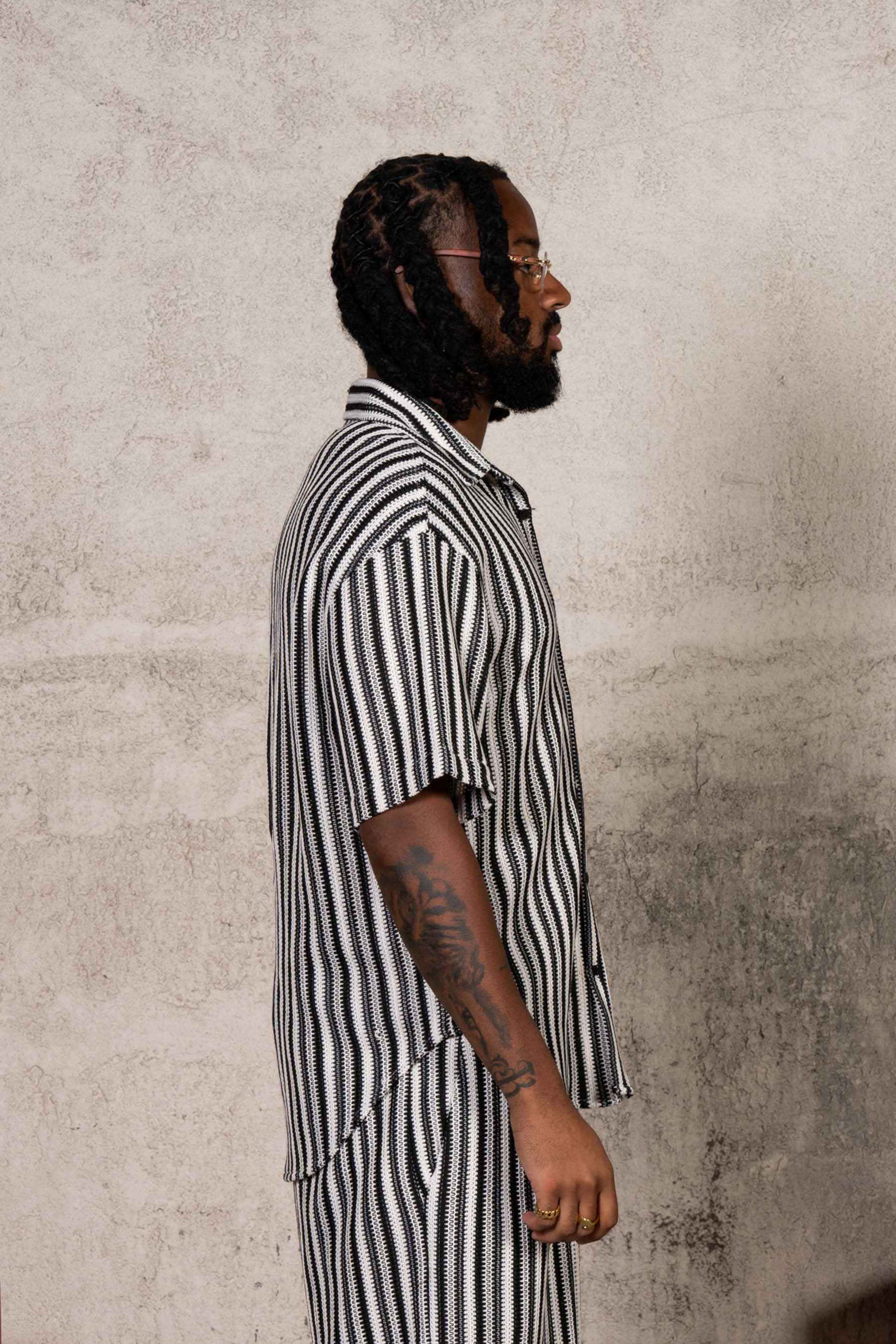 Stripes Knit Shirt 25932-BLAC