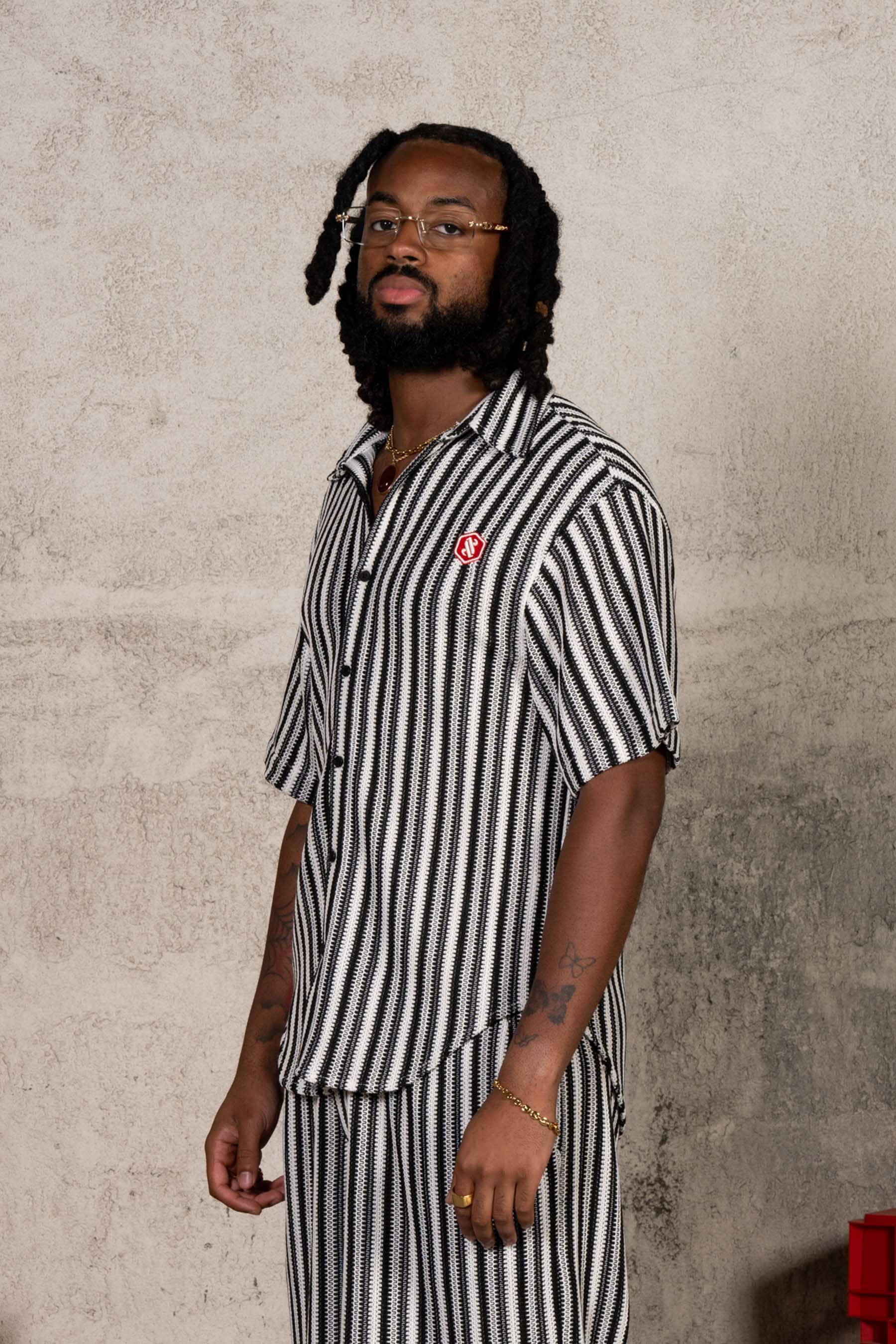 Stripes Knit Shirt 25932-BLAC