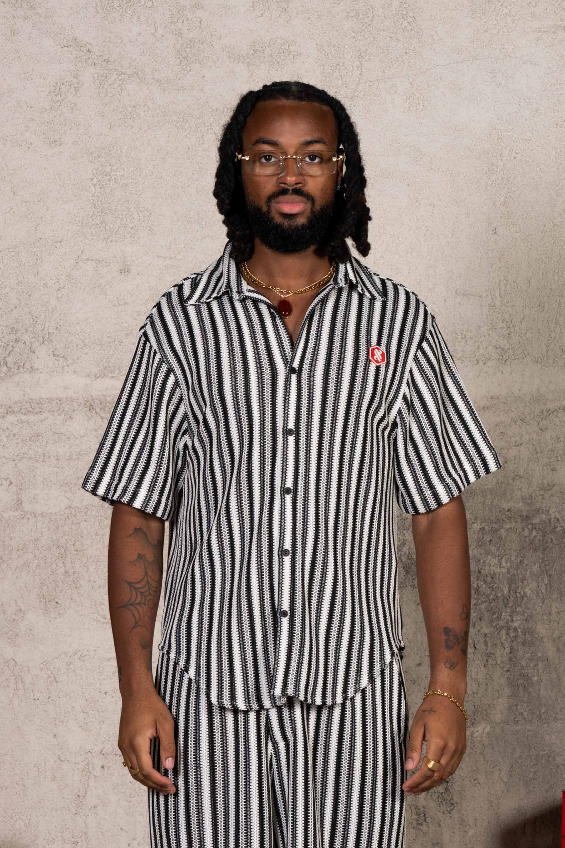 Stripes Knit Shirt 25932-BLAC