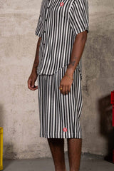 Stripes Knit Shorts 25933-BLAC