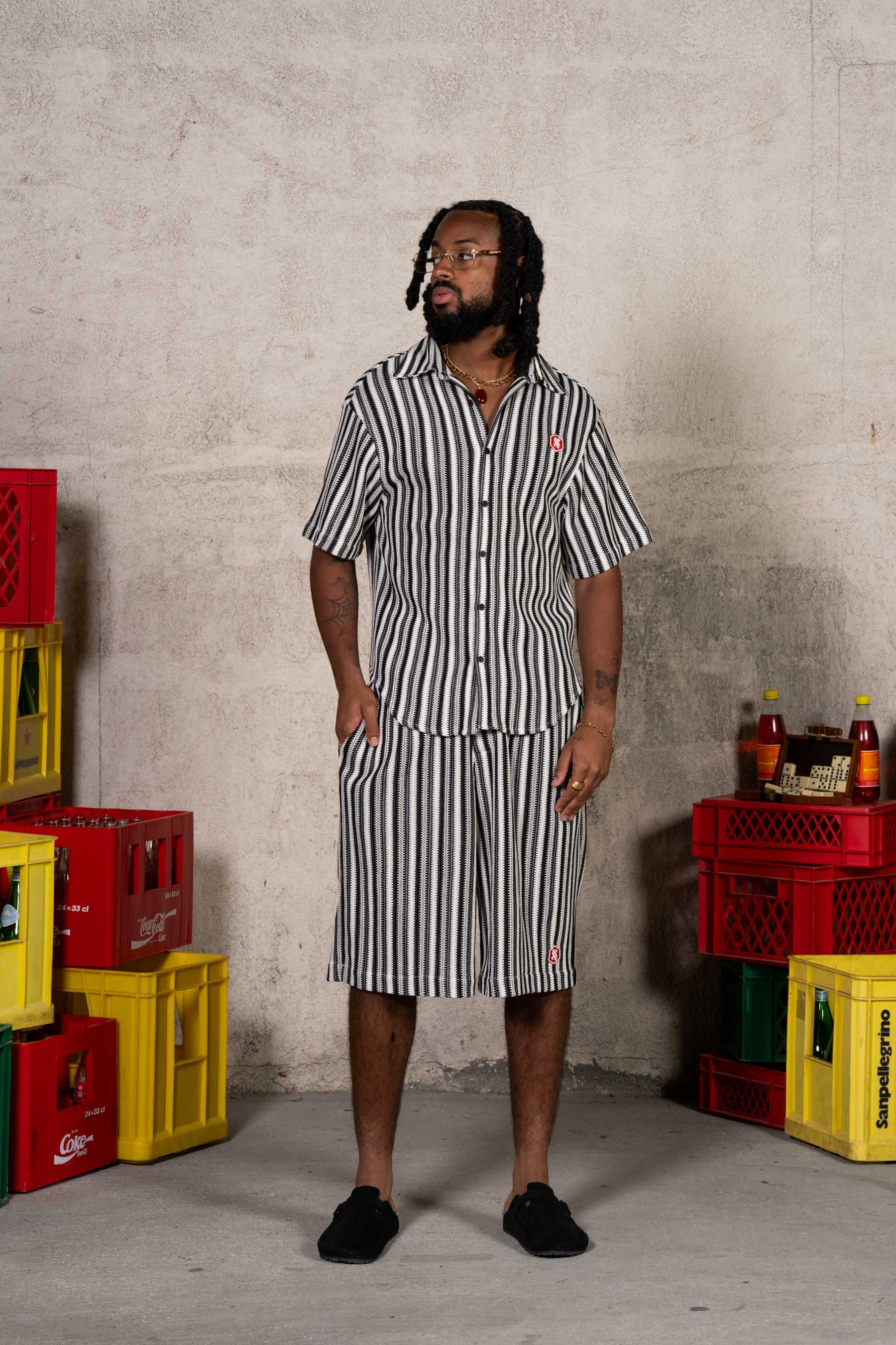 Stripes Knit Shorts 25933-BLAC