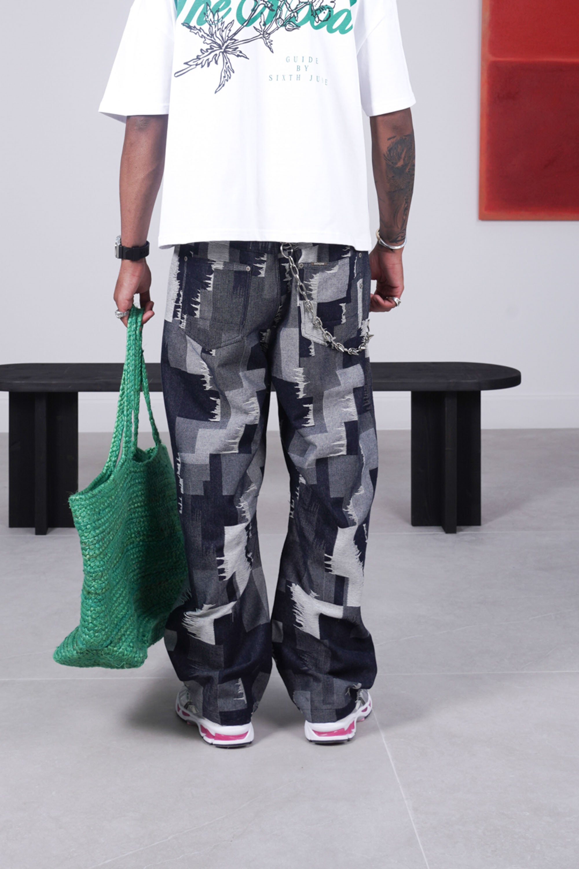 Sixth June Baggy Patchwork Pants 25963-BLUE