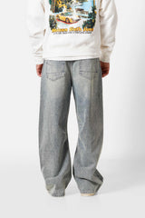 Sixth June Baggy Washed Denim Jeans 25969-BLUE
