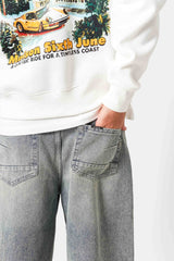 Sixth June Baggy Washed Denim Jeans 25969-BLUE