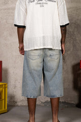 Baggy Washed Denim Shorts 26006-BLUE