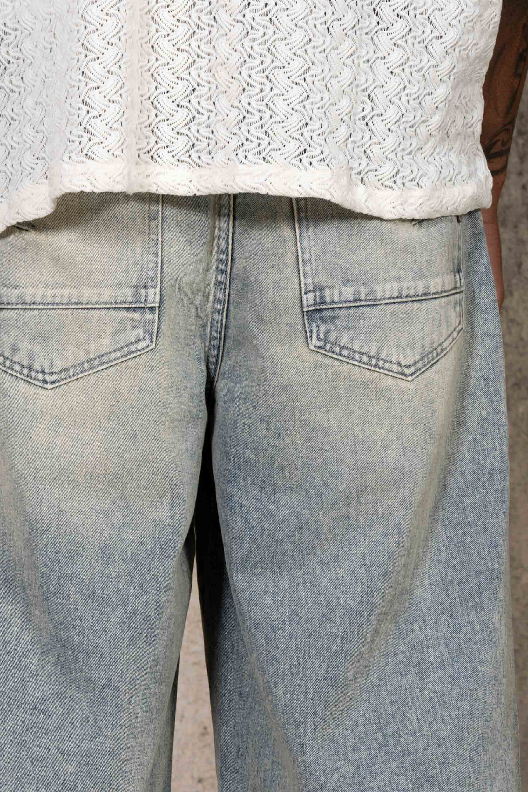 Baggy Washed Denim Shorts 26006-BLUE