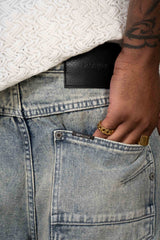 Baggy Washed Denim Shorts 26006-BLUE