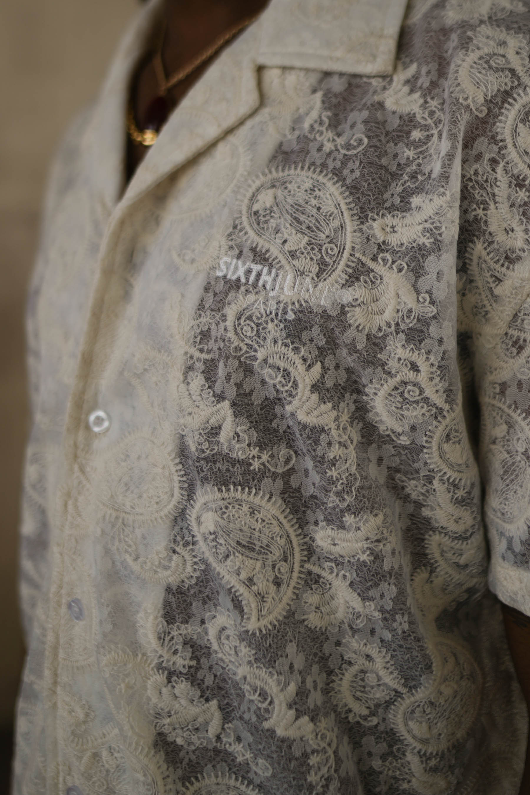 Paisley Lace Resort Shirt 26016-BEIG
