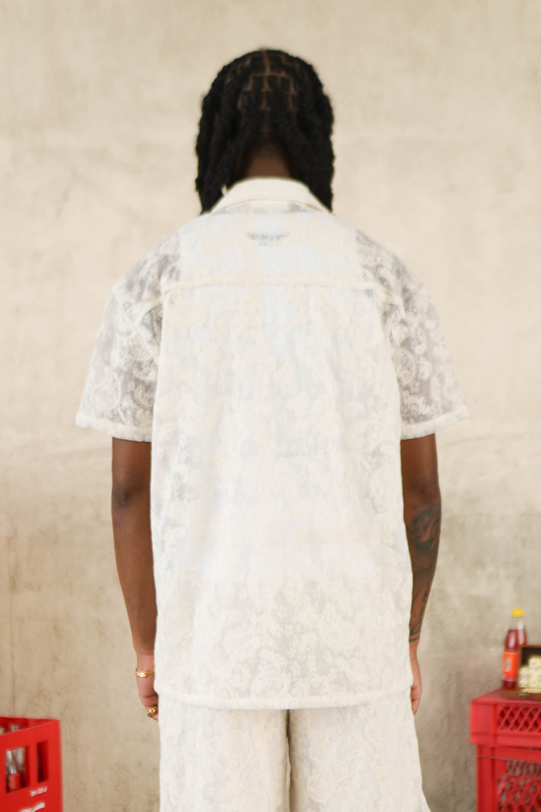 Paisley Lace Resort Shirt 26016-BEIG