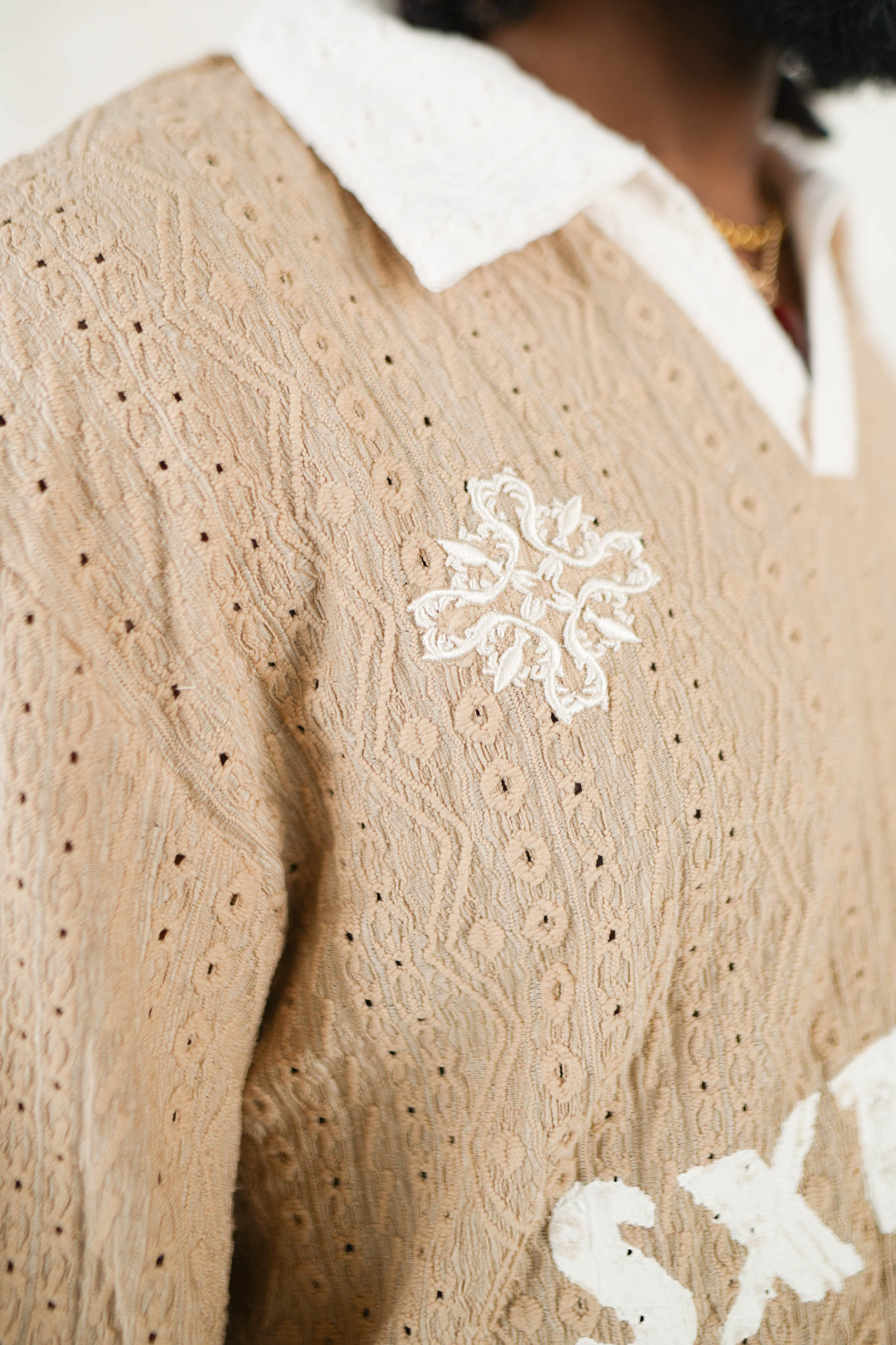 Crochet Resort Polo Shirt 26018-BEIG