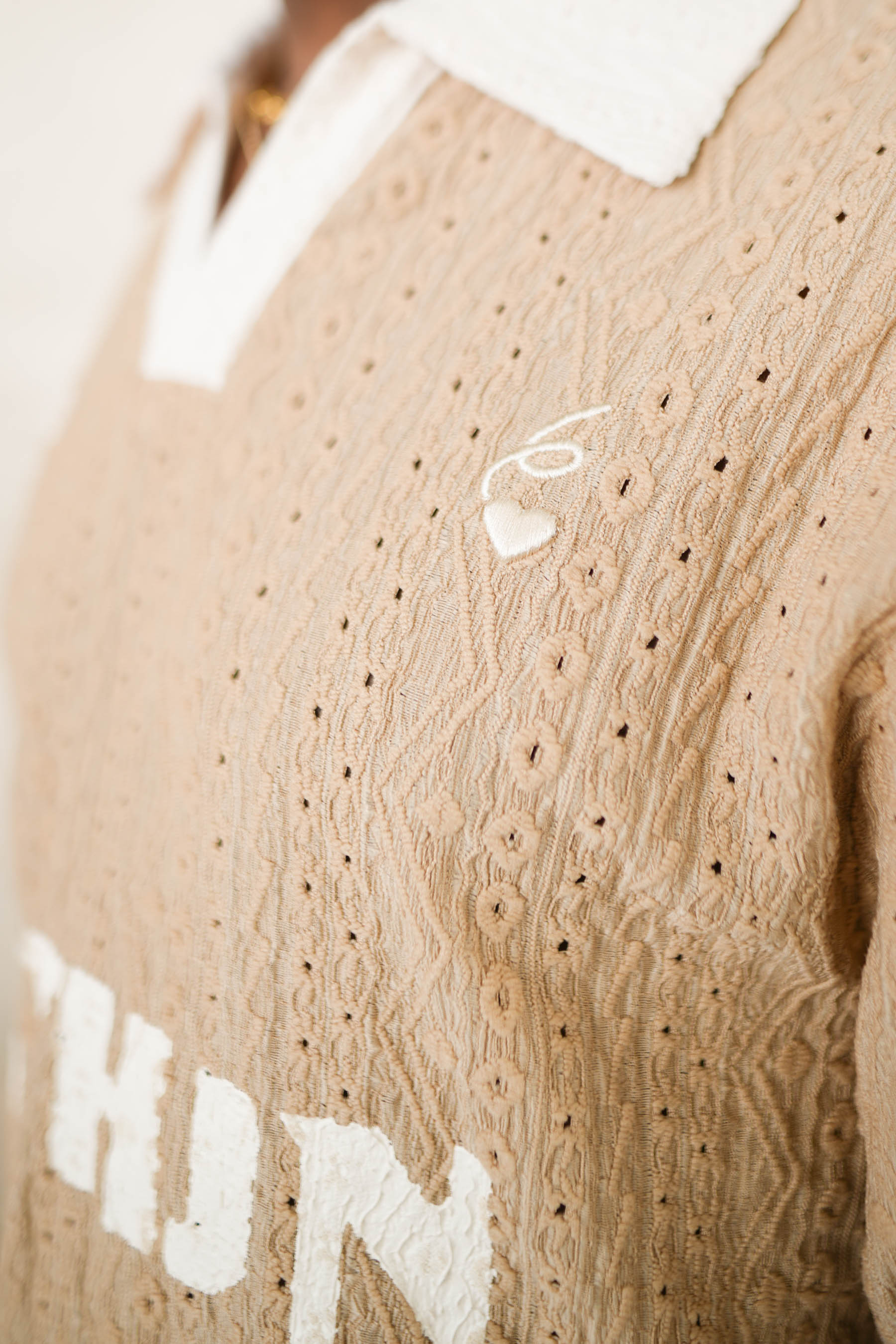 Crochet Resort Polo Shirt 26018-BEIG