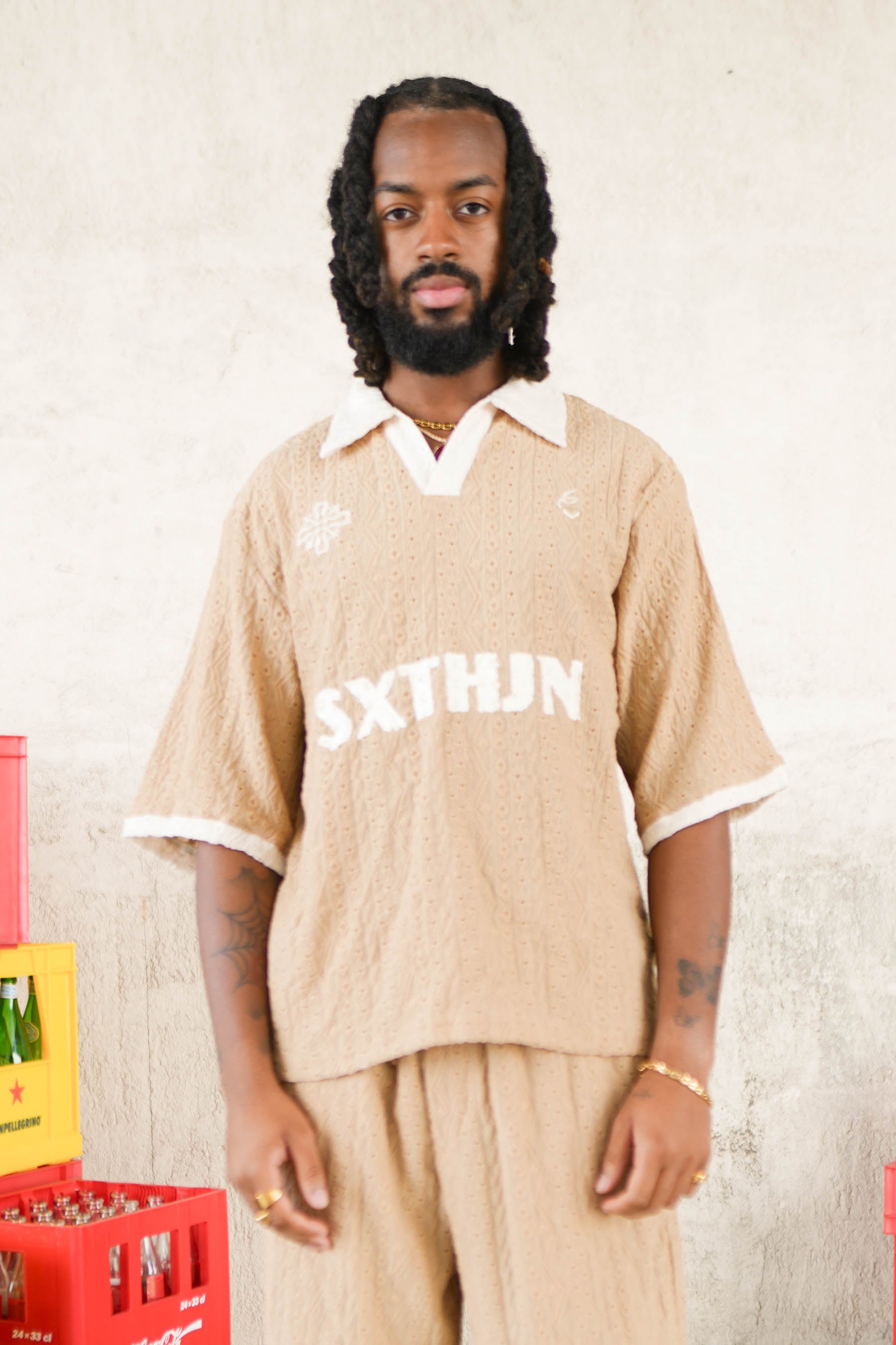 Crochet Resort Polo Shirt 26018-BEIG