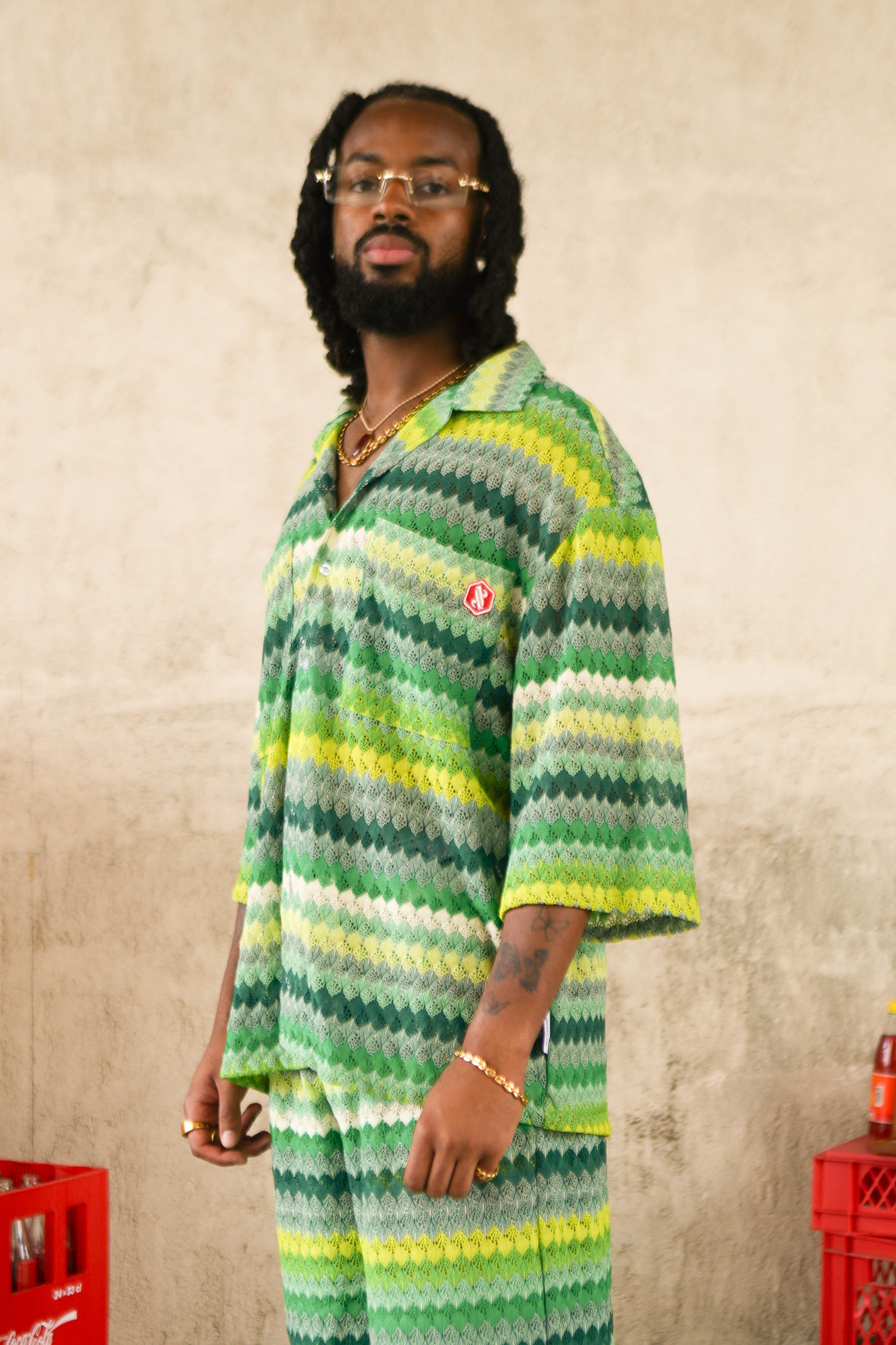 Crochet Resort Shirt 26019-GREE