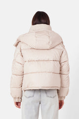 Oversized iridescent puffer jacket Beige