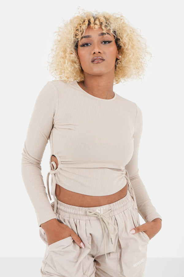 Sexy opening top Beige