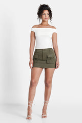 UTILITY COTTON TWILL MINI SKIRT 34223-KAKI