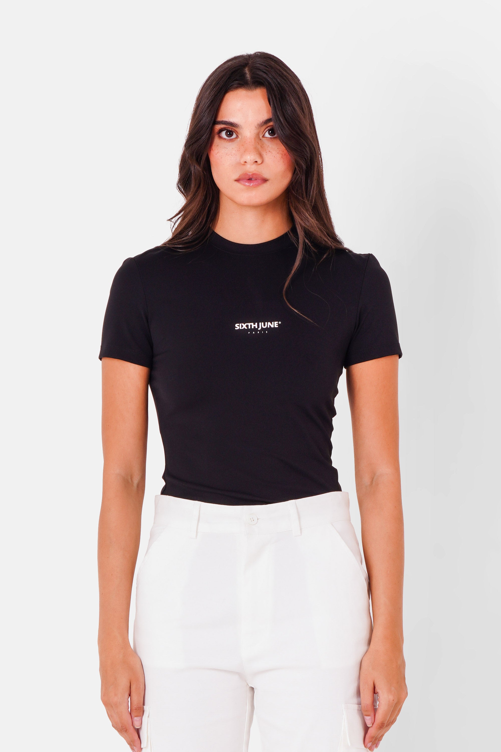 Crop top short sleeves sheathing 34313-BLAC